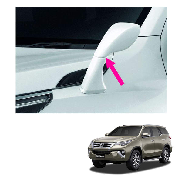 Black Toyota New Fortuner Car Bonnet Fender Side Mirror Wide Angle View