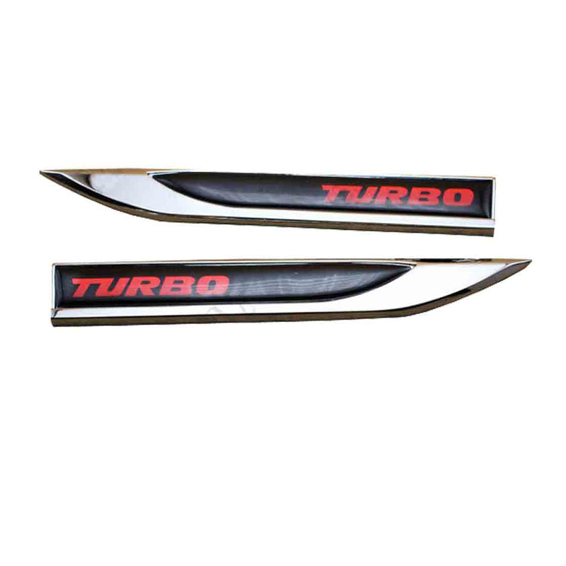 2Pcs Universal TURBO Logo Car Metal Alloy Body Side Fender Knife Emblem Stickers