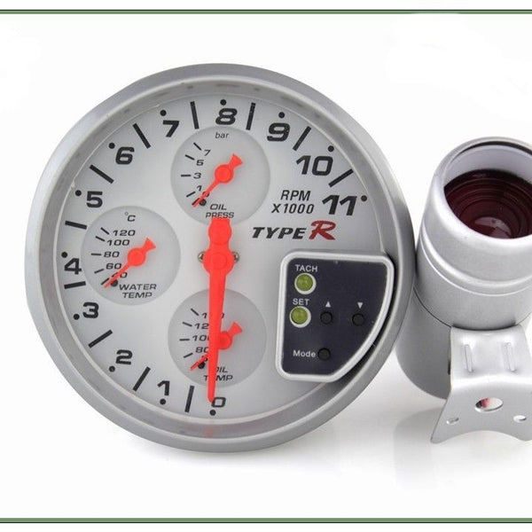 TYPE-R 5inch Car 4x4 SUV Gypsy Off Road RPM Tachometer, Water Temp, Oil Temp & Oil Pressure 4 in 1 with Shift light