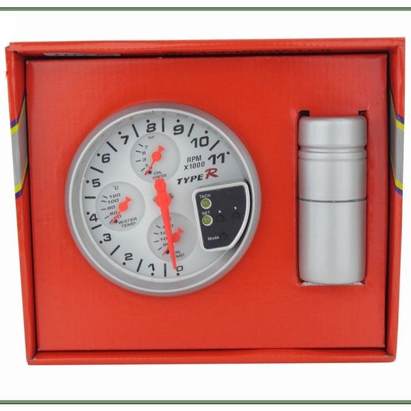 TYPE-R 5inch Car 4x4 SUV Gypsy Off Road RPM Tachometer, Water Temp, Oil Temp & Oil Pressure 4 in 1 with Shift light
