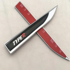 2Pcs Universal Type R Logo Car Metal Alloy Body Side Fender Knife Emblem Stickers