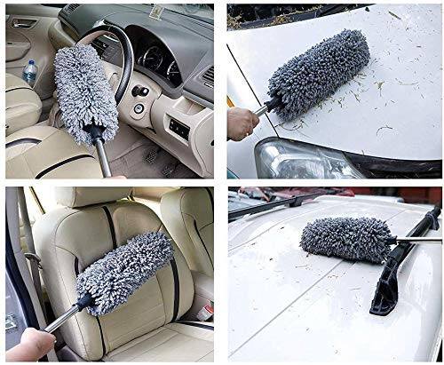 Ultra Soft Microfiber Lint Free Brush Extendable Telescoping Handle Tool Interior Exterior Multipurpose Smooth Cleaner Car Cleaning Duster with Storage Bag