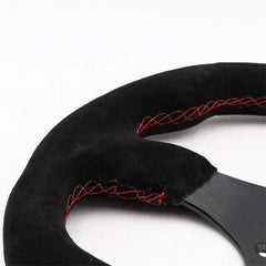 Universal 13inch Auto Racing Flat Red Suede Leather Drift Sport Steering Wheel