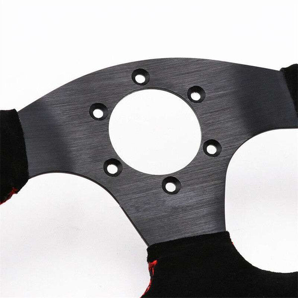 Universal 13inch Auto Racing Flat Red Suede Leather Drift Sport Steering Wheel