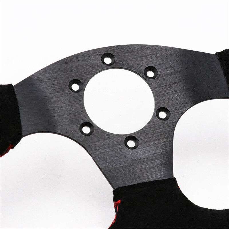Universal 13inch Auto Racing Flat Red Suede Leather Drift Sport Steering Wheel