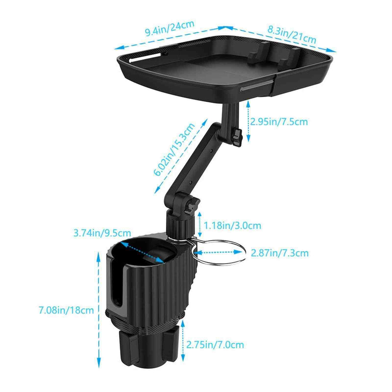 Universal 360 Swivel Arm Car Cup Holder Tray Dining Table For Car