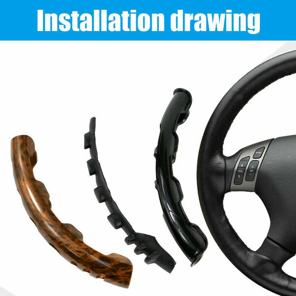 Universal ABS Style Car Steering Wheel Booster Cover Non-Slip 2pcs Left & Right Side-Black