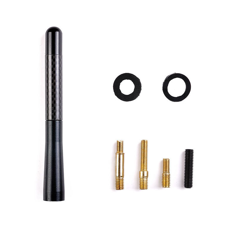 Universal Carbon BLACK Aluminum Fiber Car Auto AM/FM Radio Aerial Antenna + Screw