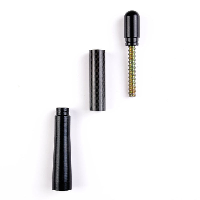 Universal Carbon BLACK Aluminum Fiber Car Auto AM/FM Radio Aerial Antenna + Screw