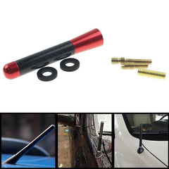 Universal Carbon BLACK Aluminum Fiber Car Auto AM/FM Radio Aerial Antenna + Screw