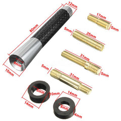 Universal Carbon BLACK Aluminum Fiber Car Auto AM/FM Radio Aerial Antenna + Screw