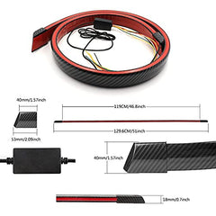 Universal LED Spoiler Strip Lights, 48 inch Black Carbon Fiber Finish Tailgate Light Bar with Brake Light/Turn Signal Lights/Running Light Fits for Most Cars