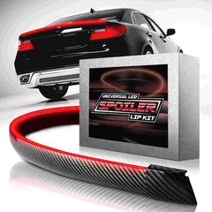 Universal LED Spoiler Strip Lights, 48 inch Black Carbon Fiber Finish Tailgate Light Bar with Brake Light/Turn Signal Lights/Running Light Fits for Most Cars