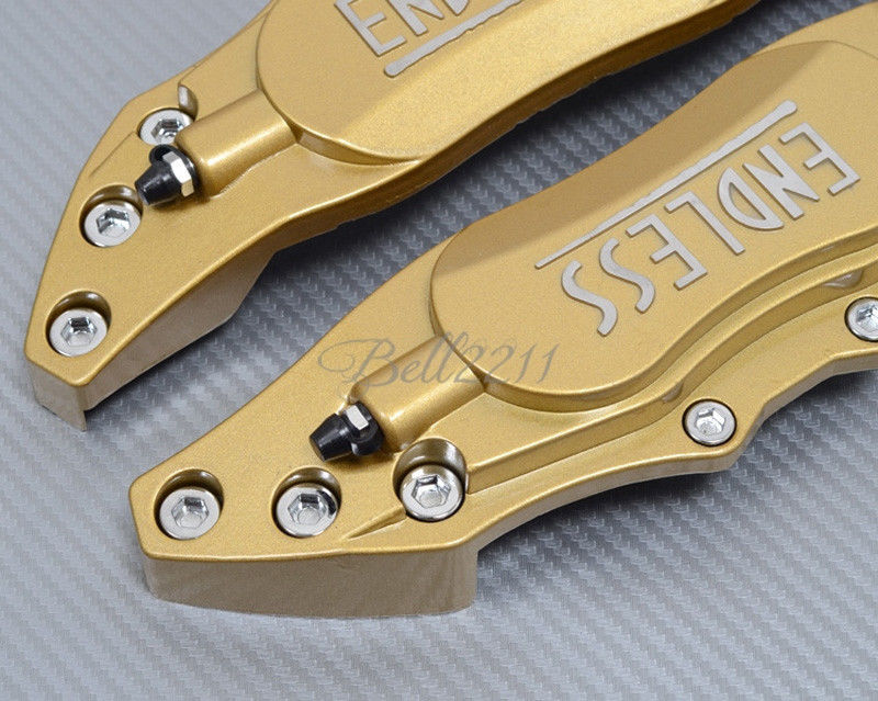 2pc Universal Car Aluminum Alloy ENDLESS Front & Rear Disc Brake Caliper Cover Small Size (Golden Color)