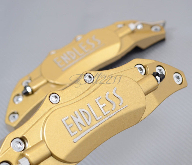 2pc Universal Car Aluminum Alloy ENDLESS Front & Rear Disc Brake Caliper Cover Small Size (Golden Color)