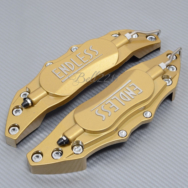 2pc Universal Car Aluminum Alloy ENDLESS Front & Rear Disc Brake Caliper Cover Small Size (Golden Color)