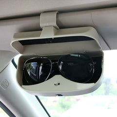 GREY Glasses Holder for Car Sun Visor, Universal Car Sunglasses Eyeglasses Case Storage Box Organizer Car Glasses Holder Sun Visor Clip with Ticket Card Holder and Magnetic Function