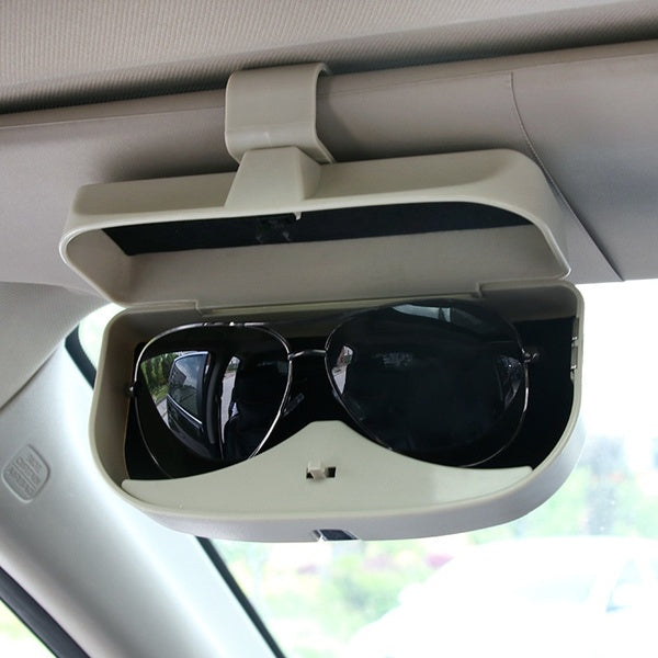 GREY Glasses Holder for Car Sun Visor, Universal Car Sunglasses Eyeglasses Case Storage Box Organizer Car Glasses Holder Sun Visor Clip with Ticket Card Holder and Magnetic Function