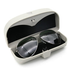 GREY Glasses Holder for Car Sun Visor, Universal Car Sunglasses Eyeglasses Case Storage Box Organizer Car Glasses Holder Sun Visor Clip with Ticket Card Holder and Magnetic Function