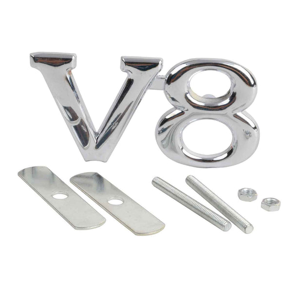 1pc Front Grill Silver V-8 3D Car Emblem Tuning Metal Logo Badge