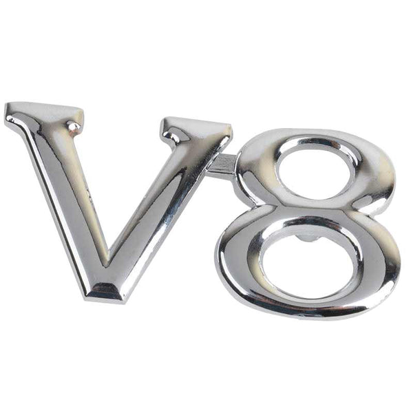 1pc Front Grill Silver V-8 3D Car Emblem Tuning Metal Logo Badge