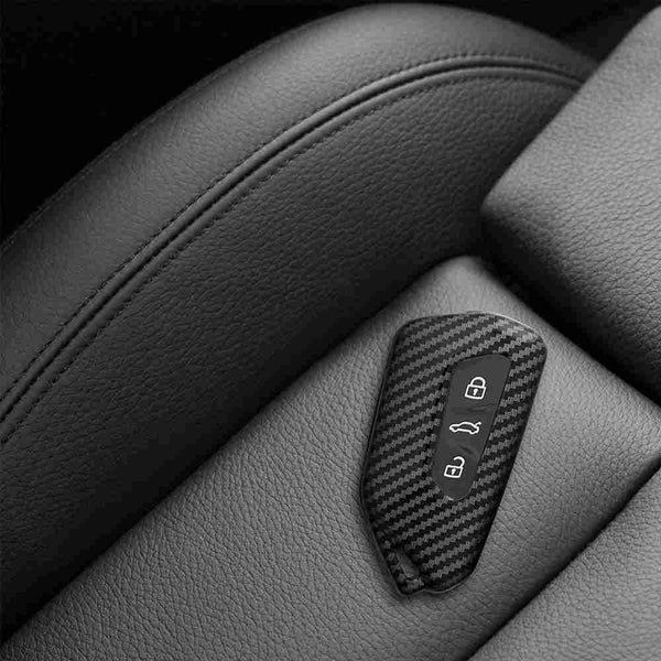 Volkswagen Golf 8, 3 Button Protective Carbon Fiber Keyless Entry Smart Remote Cover Case With Keychain