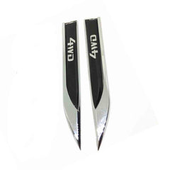 2Pcs Universal Chrome 4WD Logo Car Metal Alloy Body Side Fender Knife Emblem Stickers