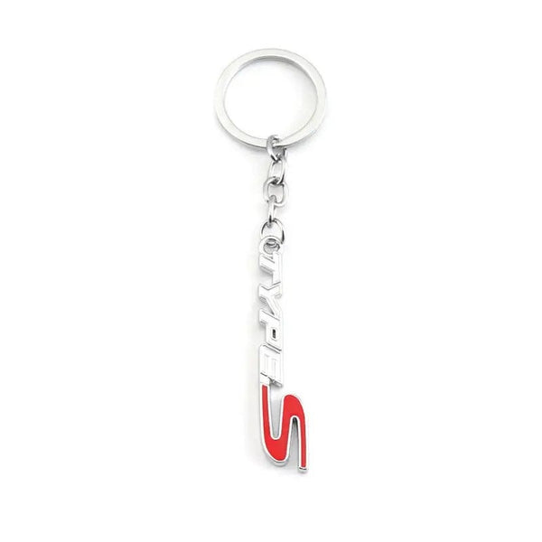 White Red TYPES 3D Logo Emblem Metal Keychain For Bikes And Cars