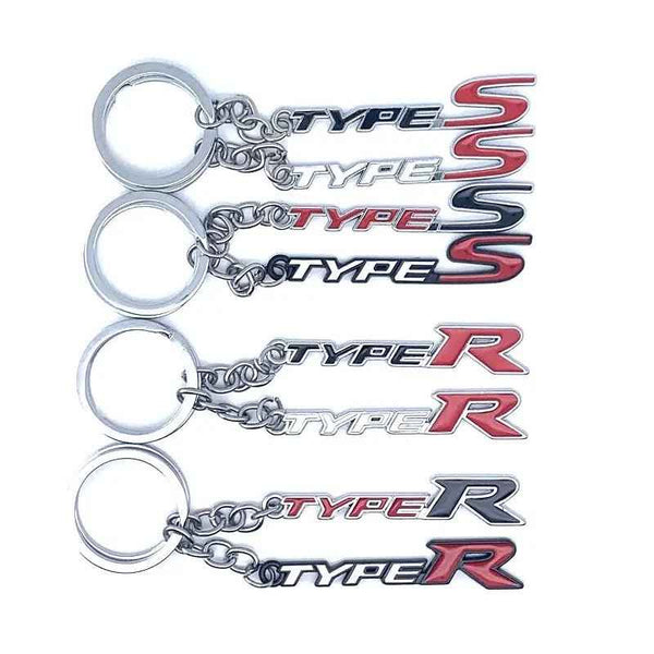 White Red TYPES 3D Logo Emblem Metal Keychain For Bikes And Cars