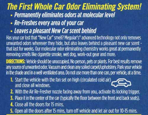 NEW!!! Meguiar's Whole Car AIR RE-FRESHER Odor Eliminator Mist- NEW CAR SCENT