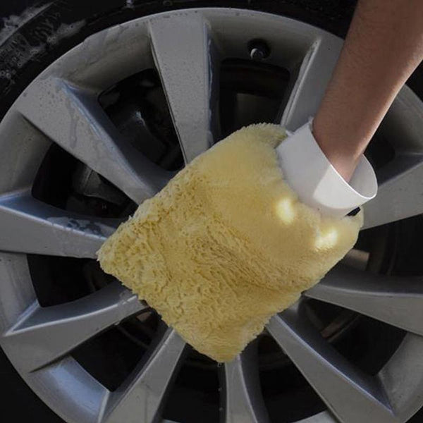 Car Care Wash Glove Real Wool Hand Wash Mitt Cleaner Soft