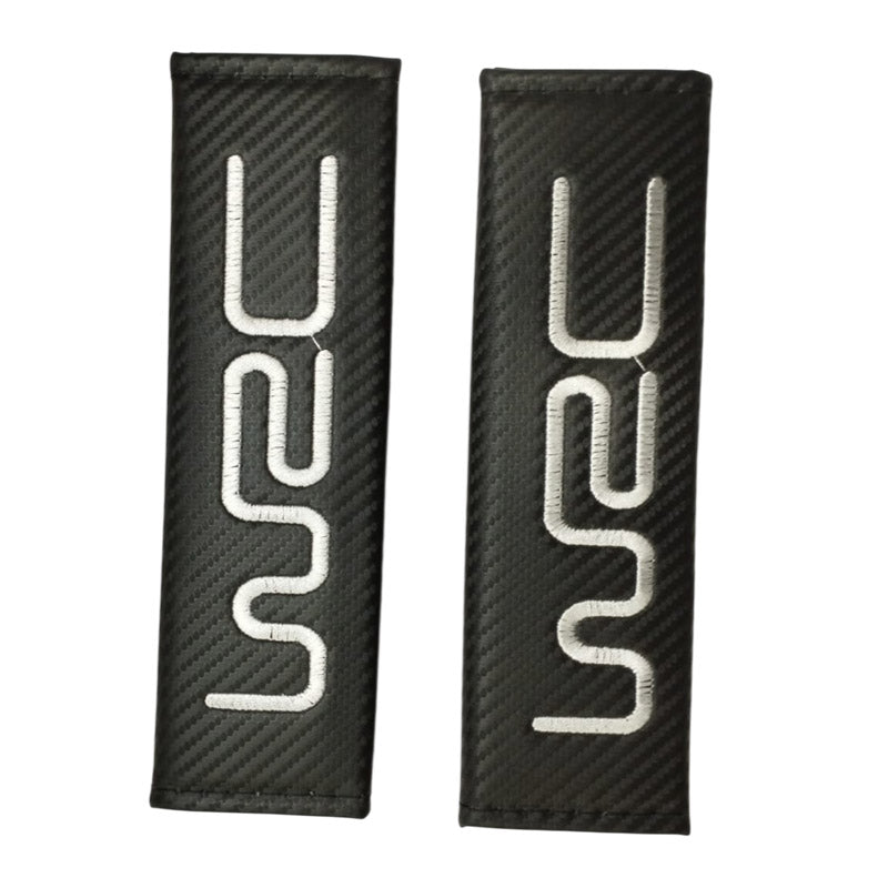 2Pcs WRC Carbon Fiber Embroidery Car Seat Belt Cover Safety Shoulder Pads