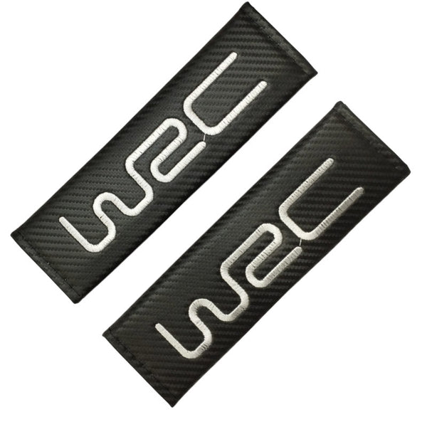 2Pcs WRC Carbon Fiber Embroidery Car Seat Belt Cover Safety Shoulder Pads