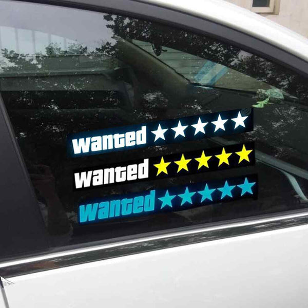 Yellow GTA Wanted 5 Star JDM Car Windshield Glow Panel Electric Marker Lamp LED Decoration Flashing Light Sticker